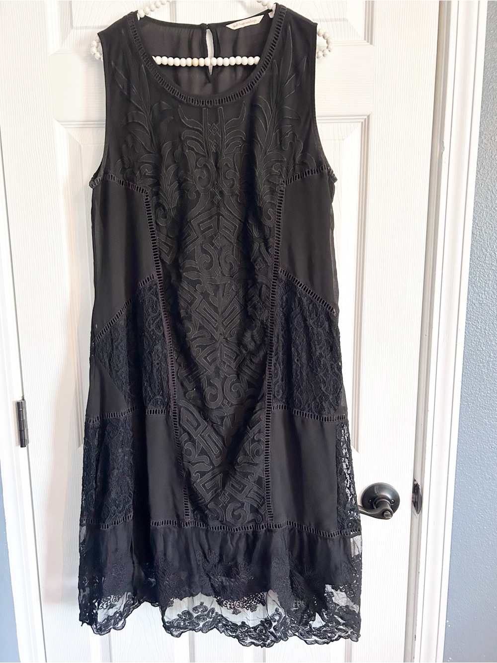 Soft Surroundings Suri Romantic Lace Black Midi Dress- Sz Large